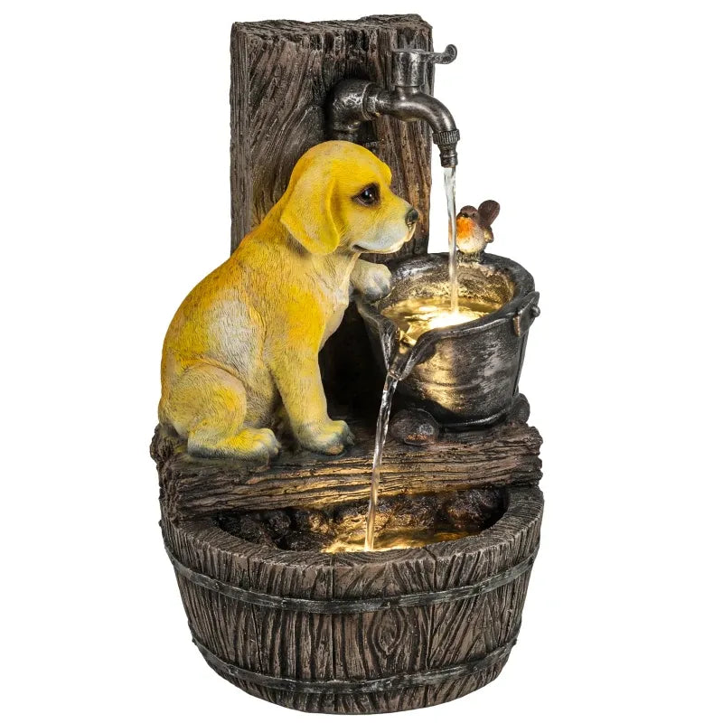 Resin Puppy Garden Outdoor Water Fountain 22 Inch product view