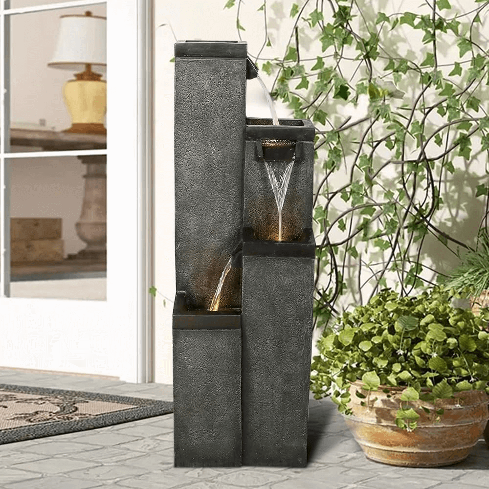 Resin Modern Outdoor Fountains 4 Pillar 39 Inch
