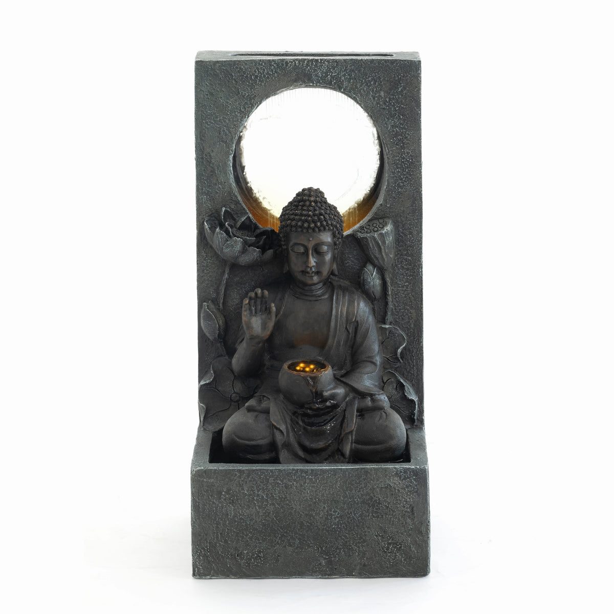 Resin Buddha Wall Panel Outdoor Fountain 28 Inch