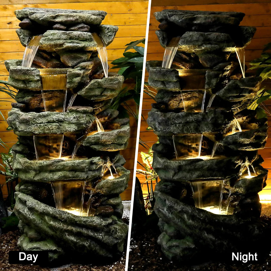 Resin Stacked Stone Rock Waterfall Outdoor Fountain material texture detail