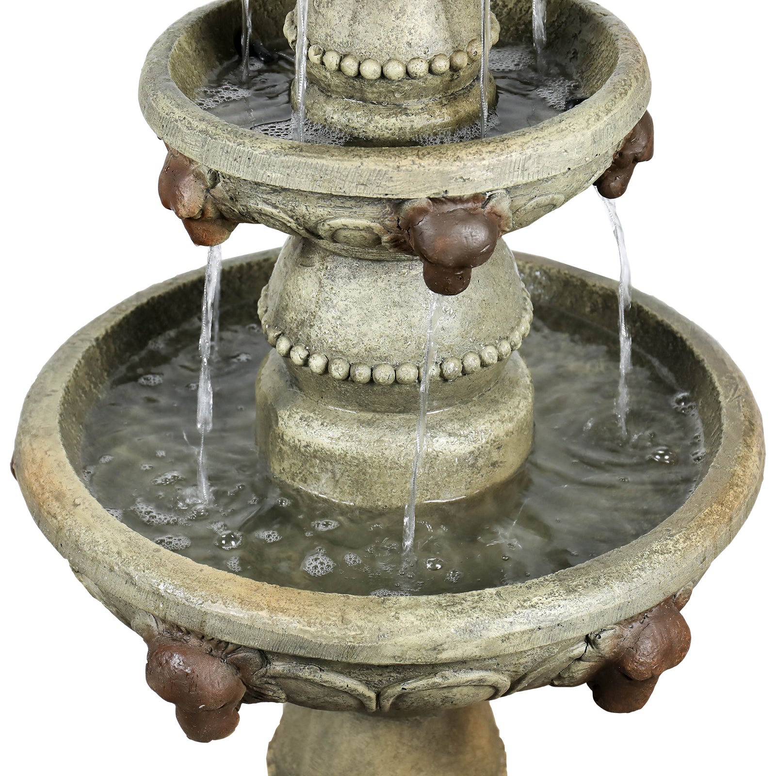 Concrete Lion Head Fountain 3 Tier Outdoor
