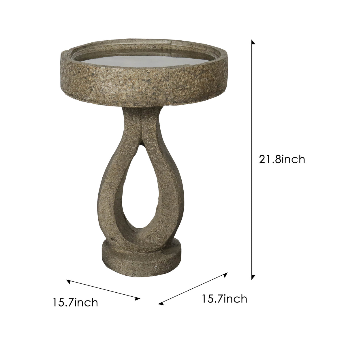 Concrete Contemporary Bird Bath Open Loop 21.8 Inch product view