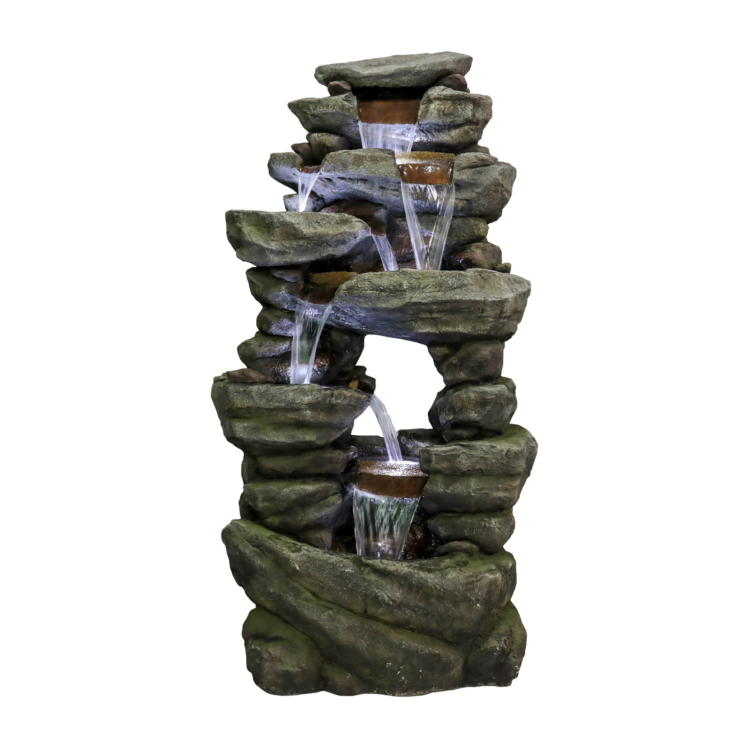 Resin Rock Waterfall Fountain Large 60 Inch 7 Tier full view