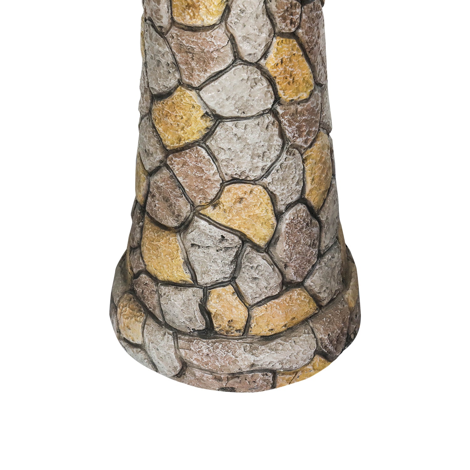 Sturdy reinforced concrete pedestal base of the 24"H mosaic birdbath