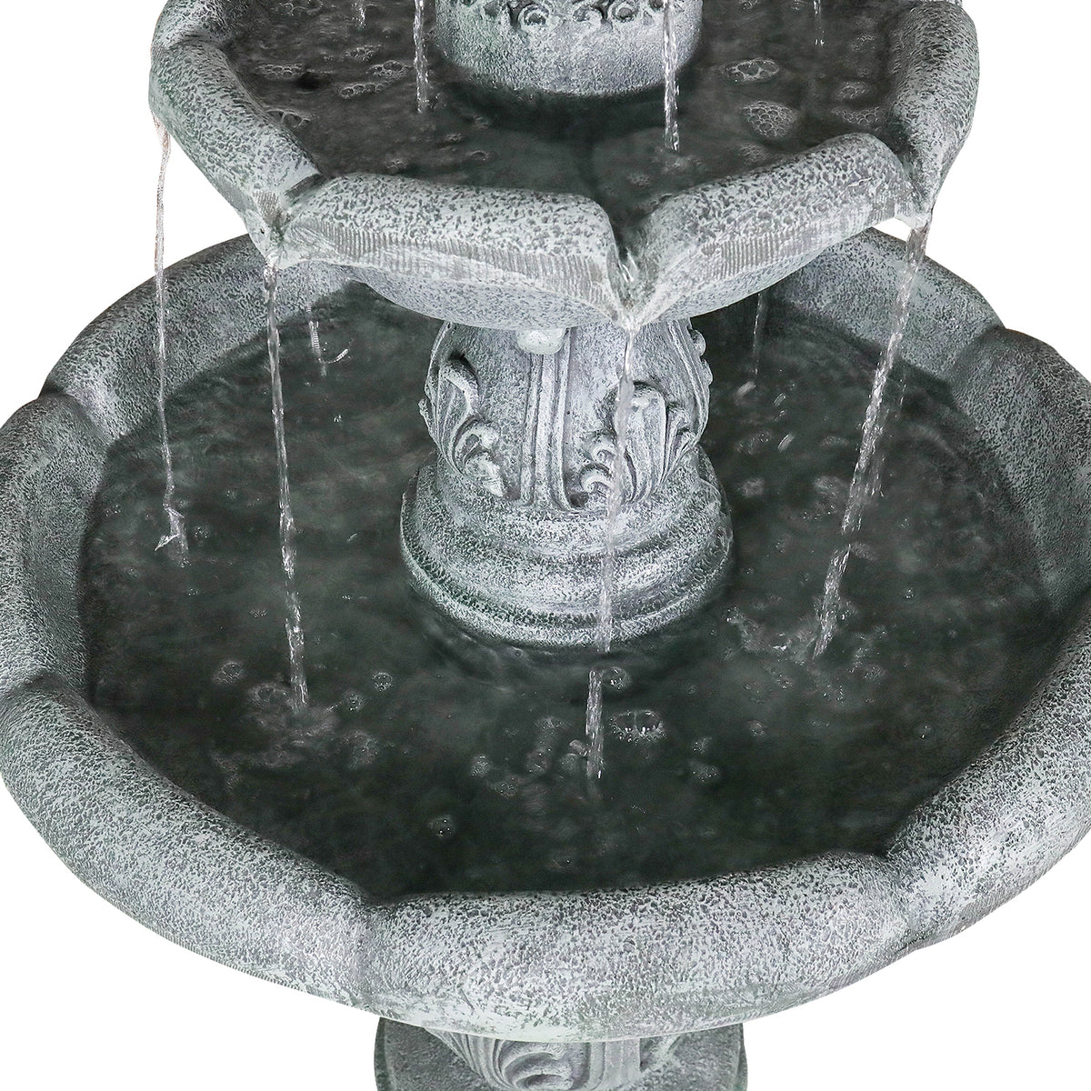 Concrete Pedestal Fountain Ornate 3 Tier Outdoor