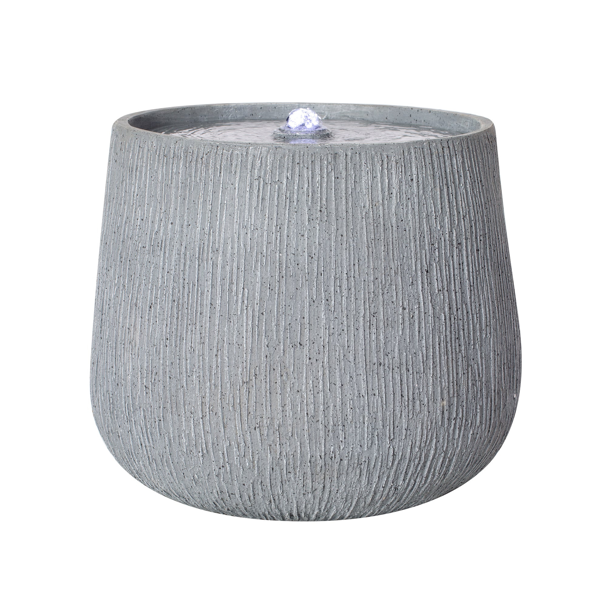 Resin Bubbler Fountain Outdoor Rippled Drum on patio