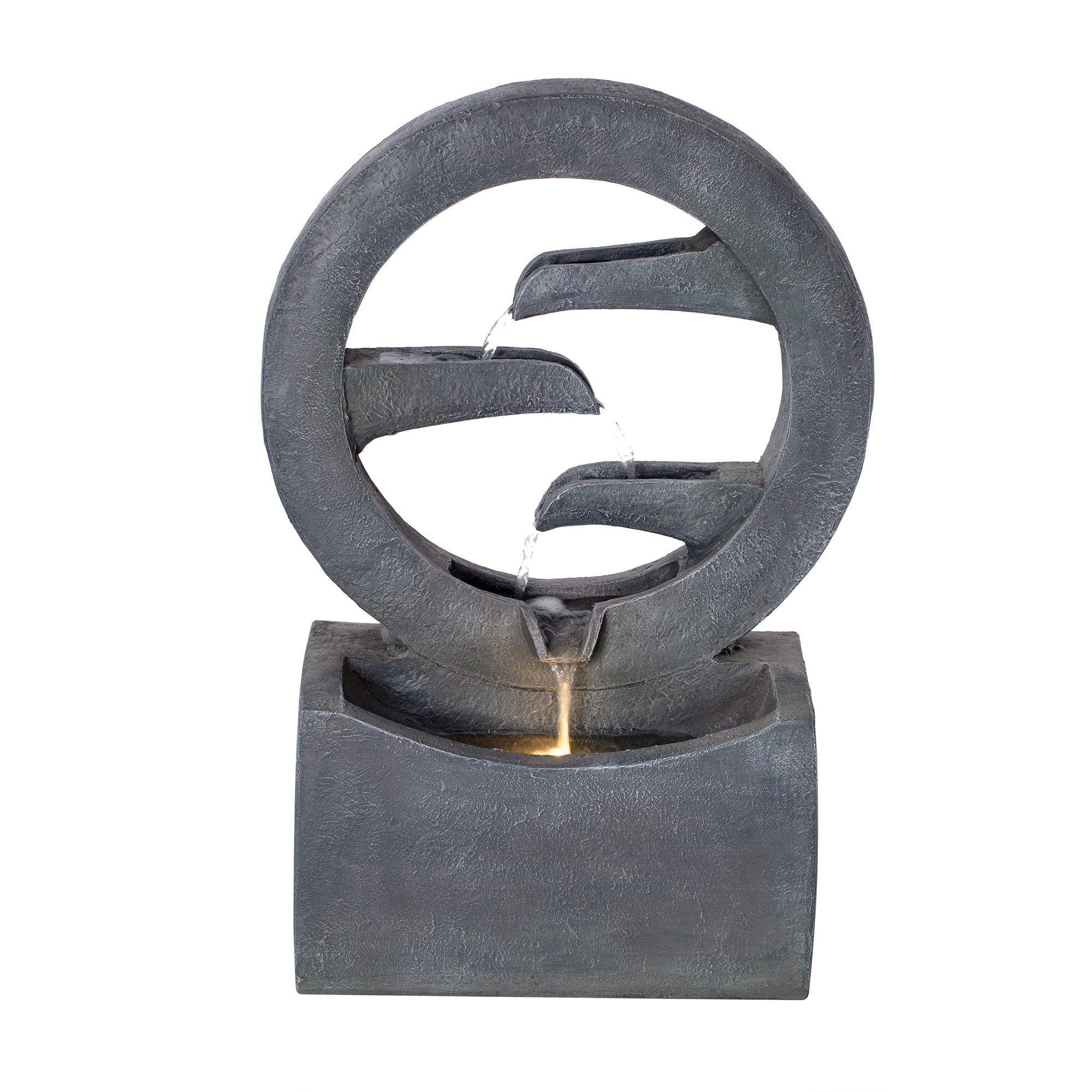 Resin Zen Ring Outdoor Water Fountain with Warm material texture detail
