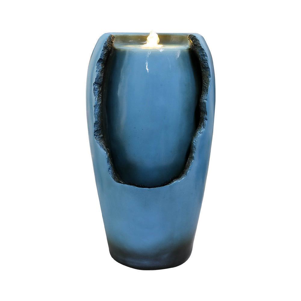 Resin Blue Vase Water Fountain Tabletop with LED product view