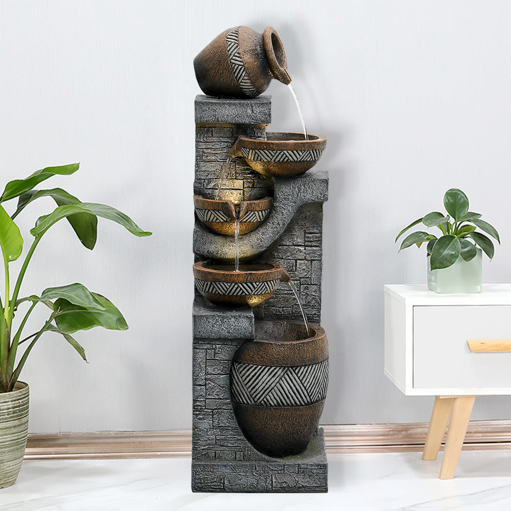 Resin Carved Clay Urn Outdoor Water Fountain 42 Inch product view