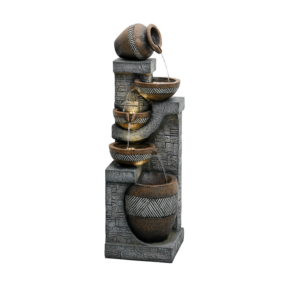 Resin Carved Clay Urn Outdoor Water Fountain 42 Inch full view