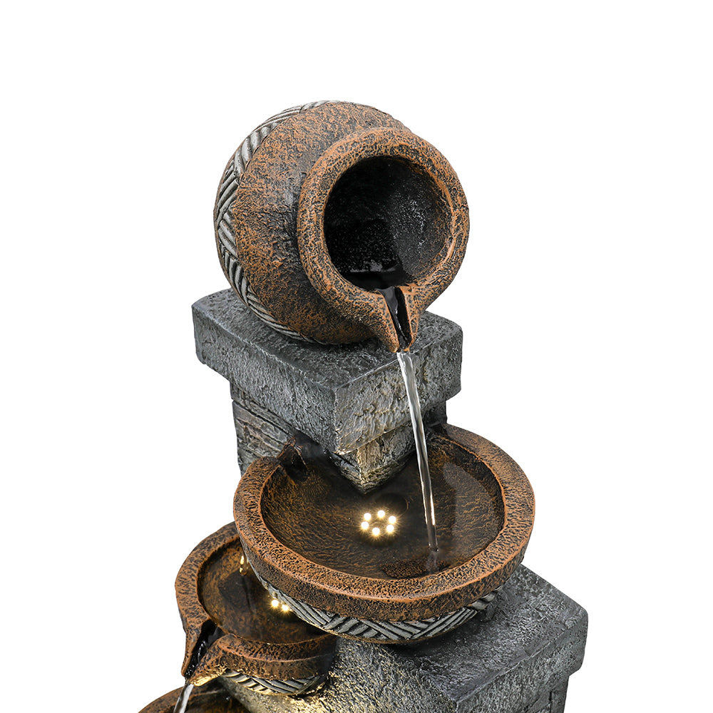 Resin Carved Clay Urn Outdoor Water Fountain 42 Inch in garden setting