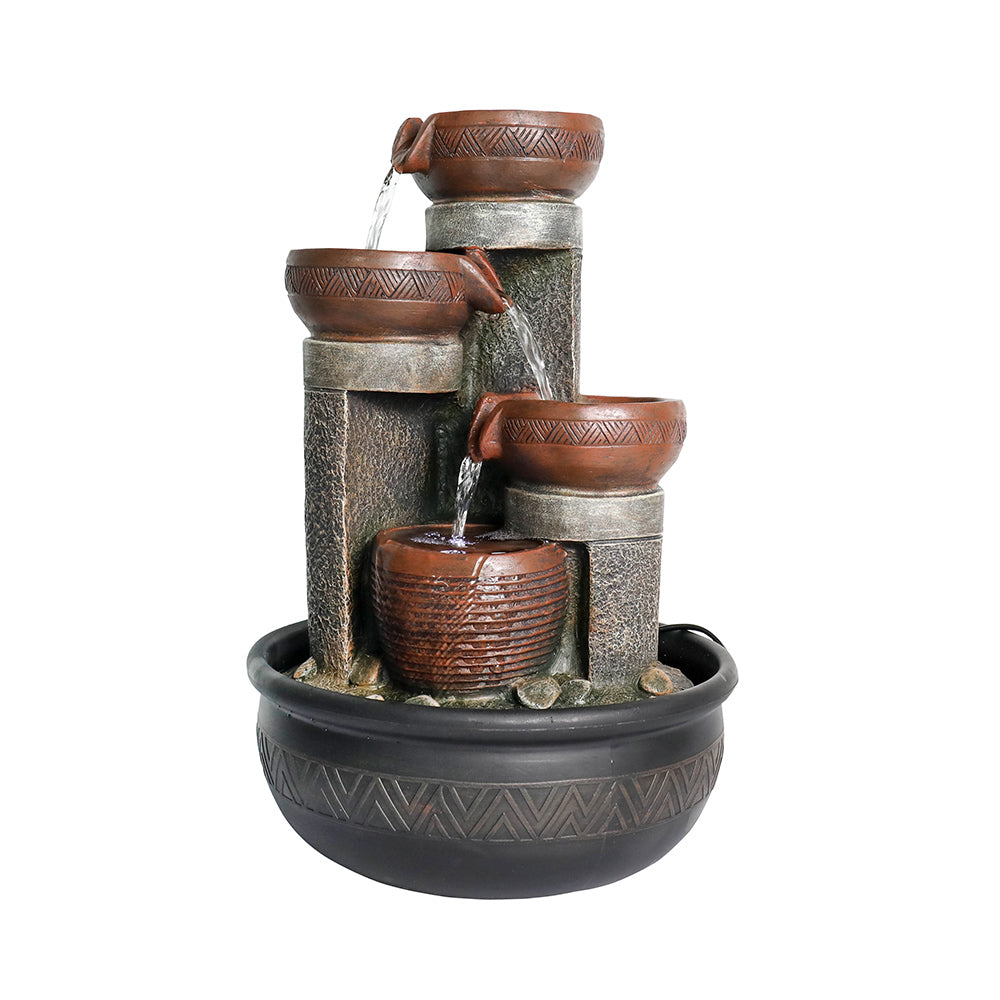 Resin Boho Carved Bowl Tabletop Water Fountain 15 Inch product view
