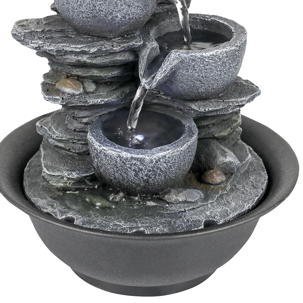 Resin Mini Slate Bowl Tabletop Water Fountain 10 Inch full view