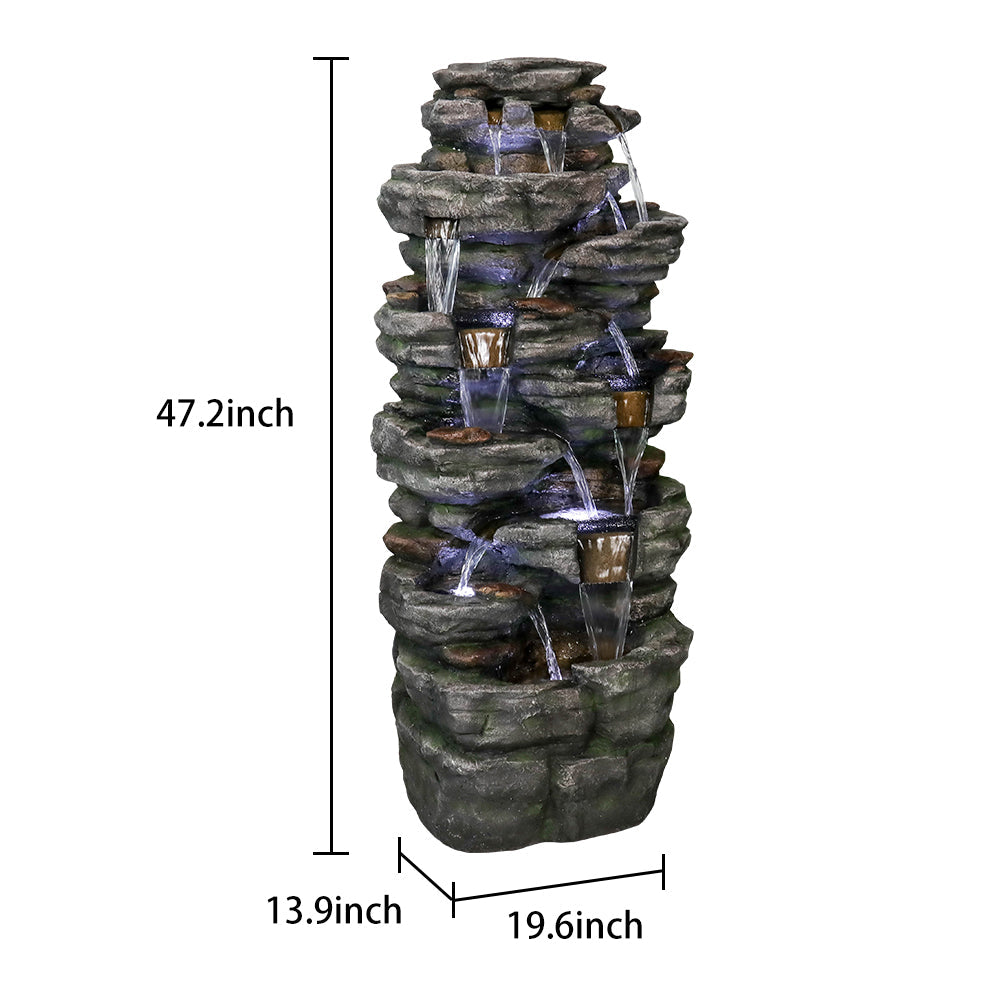 Resin Jagged Shale Outdoor Waterfall Fountain 13 Streams product view