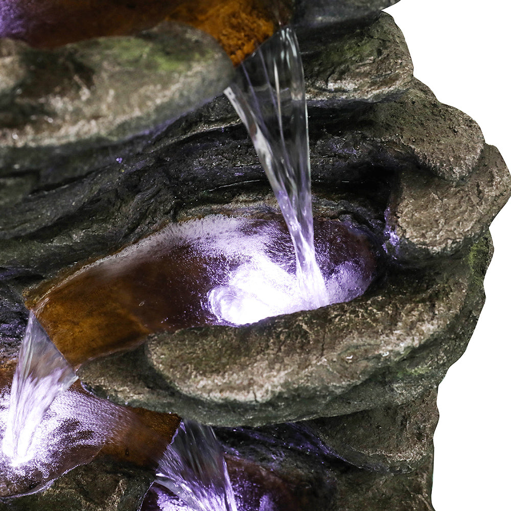 Resin Flagstone Outdoor Water Fountain with Moss 40 in material texture detail