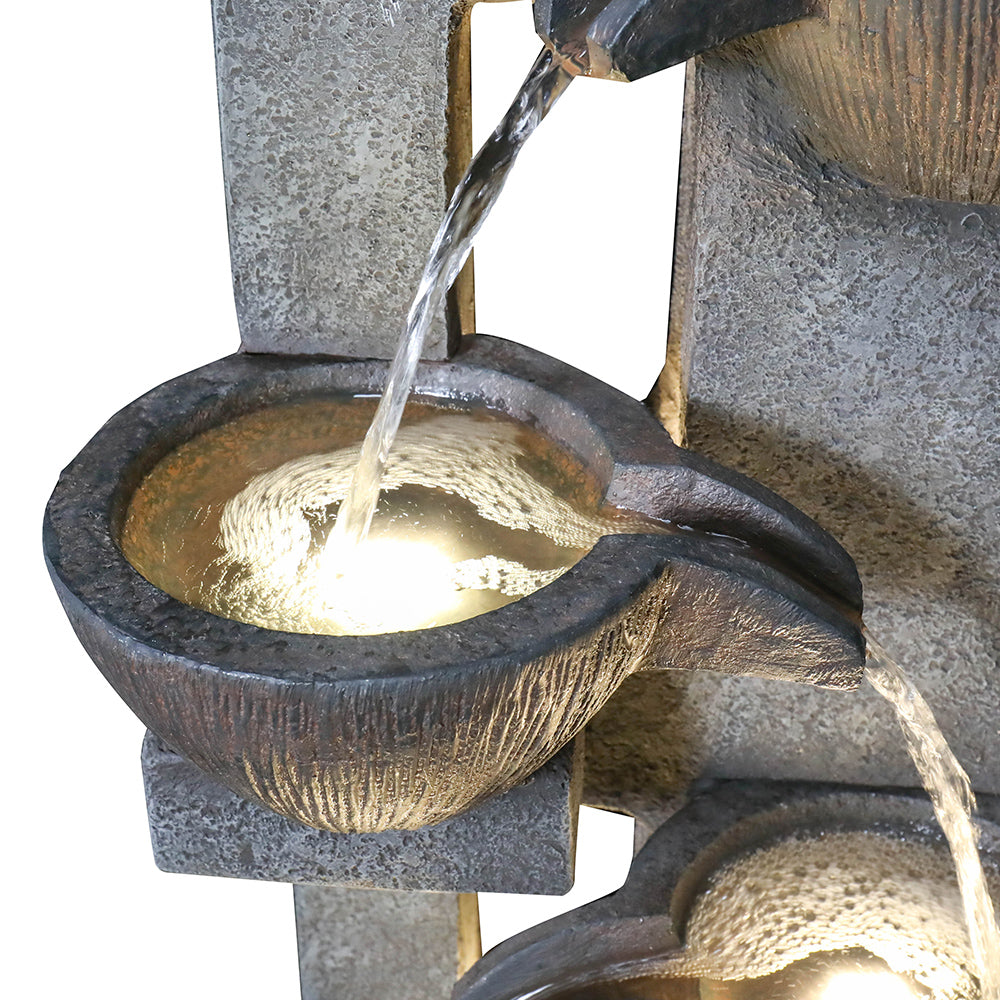 Resin Tiered Fountain Stacked Pots dimensions and size