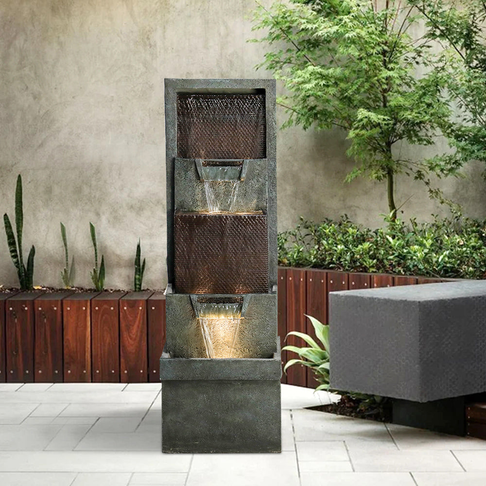 Resin 3 Tier Fountain Modern Outdoor