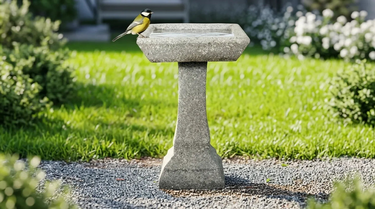modern square pedestal concrete bird bath contemporary garden design