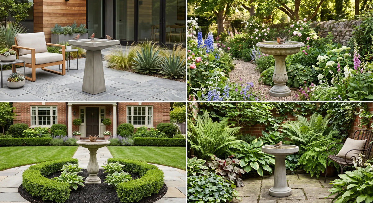 outdoor bird bath for patio backyard front yard small garden four space types