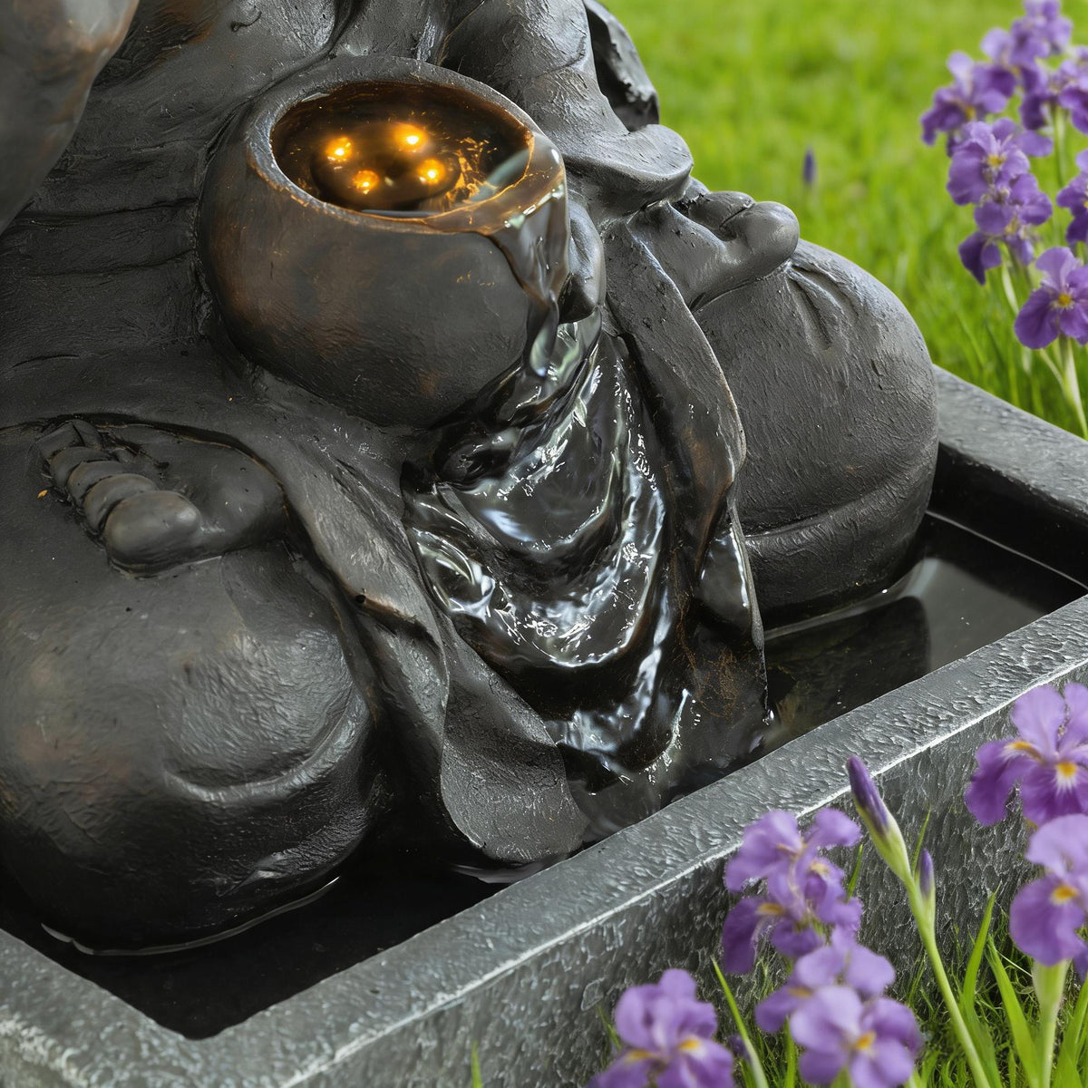 Resin Buddha Wall Panel Outdoor Fountain 28 Inch LED product view