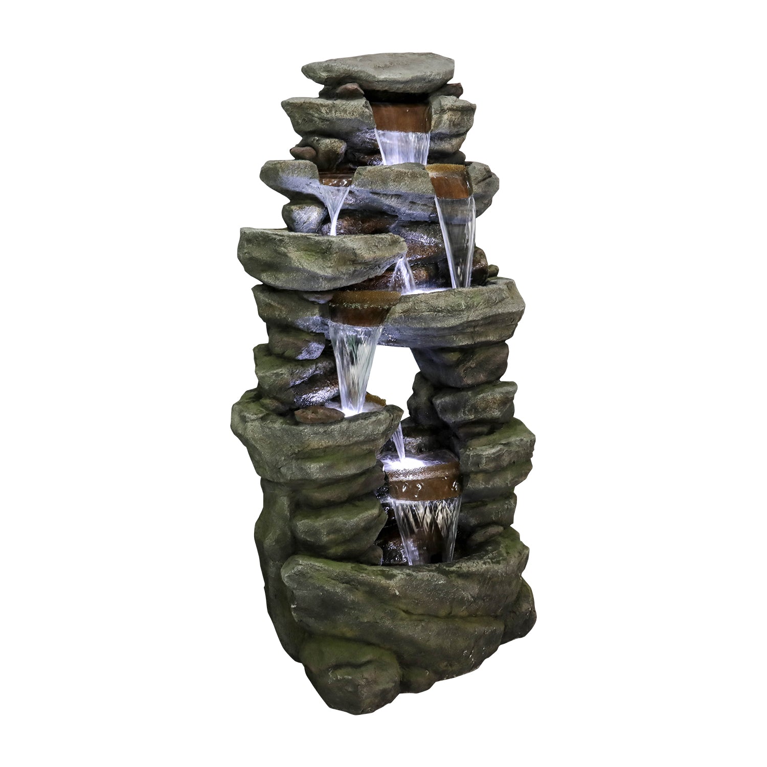 Resin Rock Waterfall Fountain Large 60 Inch 7 Tier