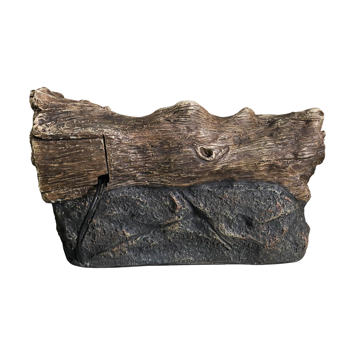 Resin Small Outdoor Water Fountain Fallen Log Form material texture detail
