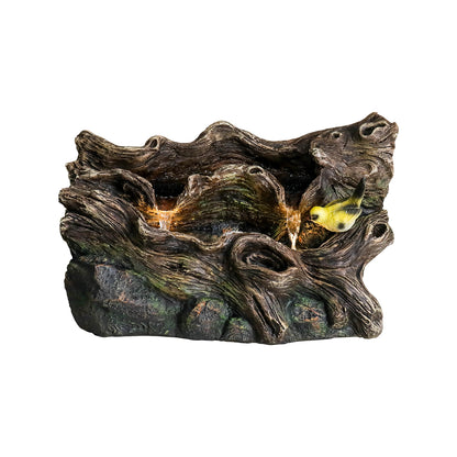 Resin Small Outdoor Water Fountain Fallen Log Form dimensions and size