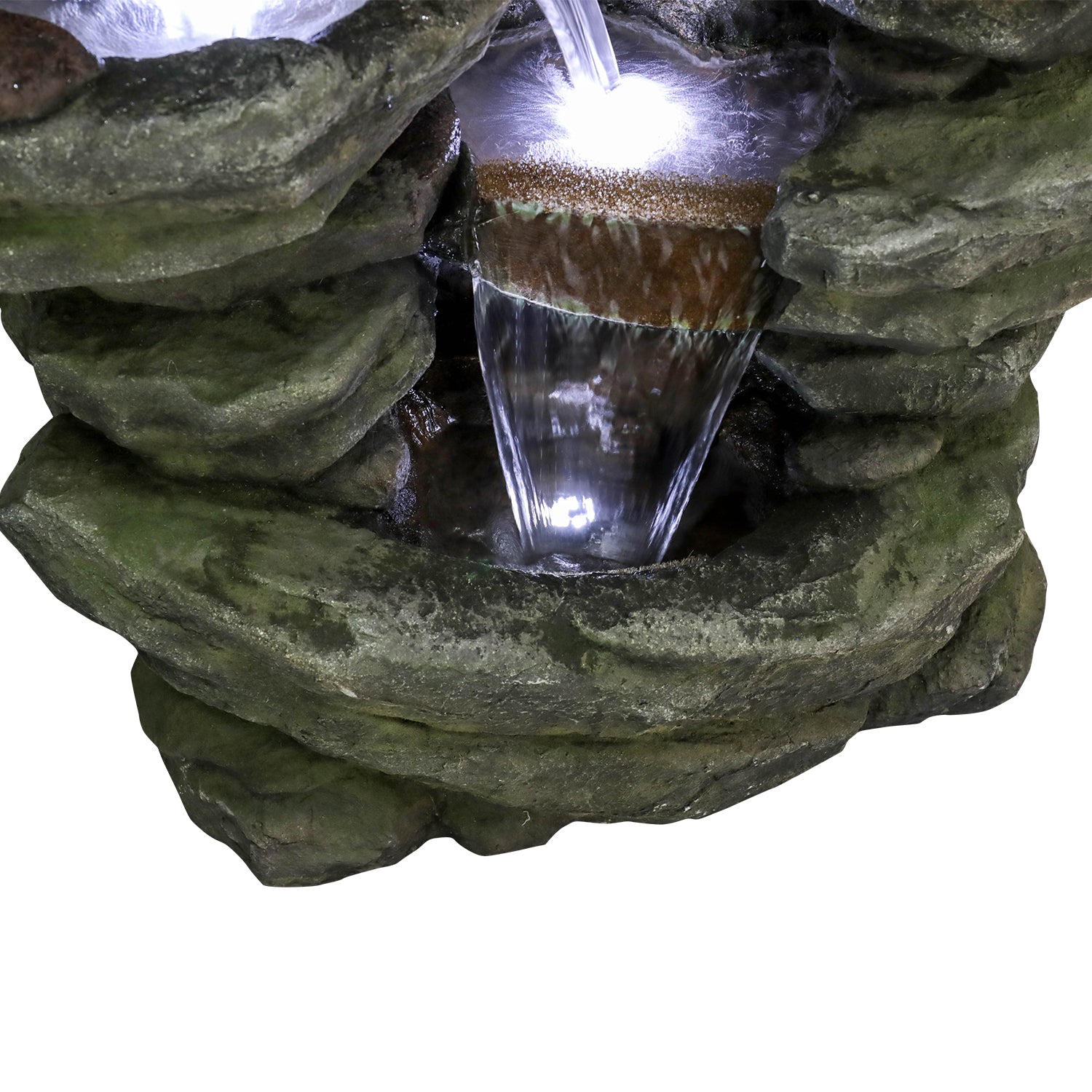 Resin Rock Waterfall Fountain Large 60 Inch 7 Tier material texture detail