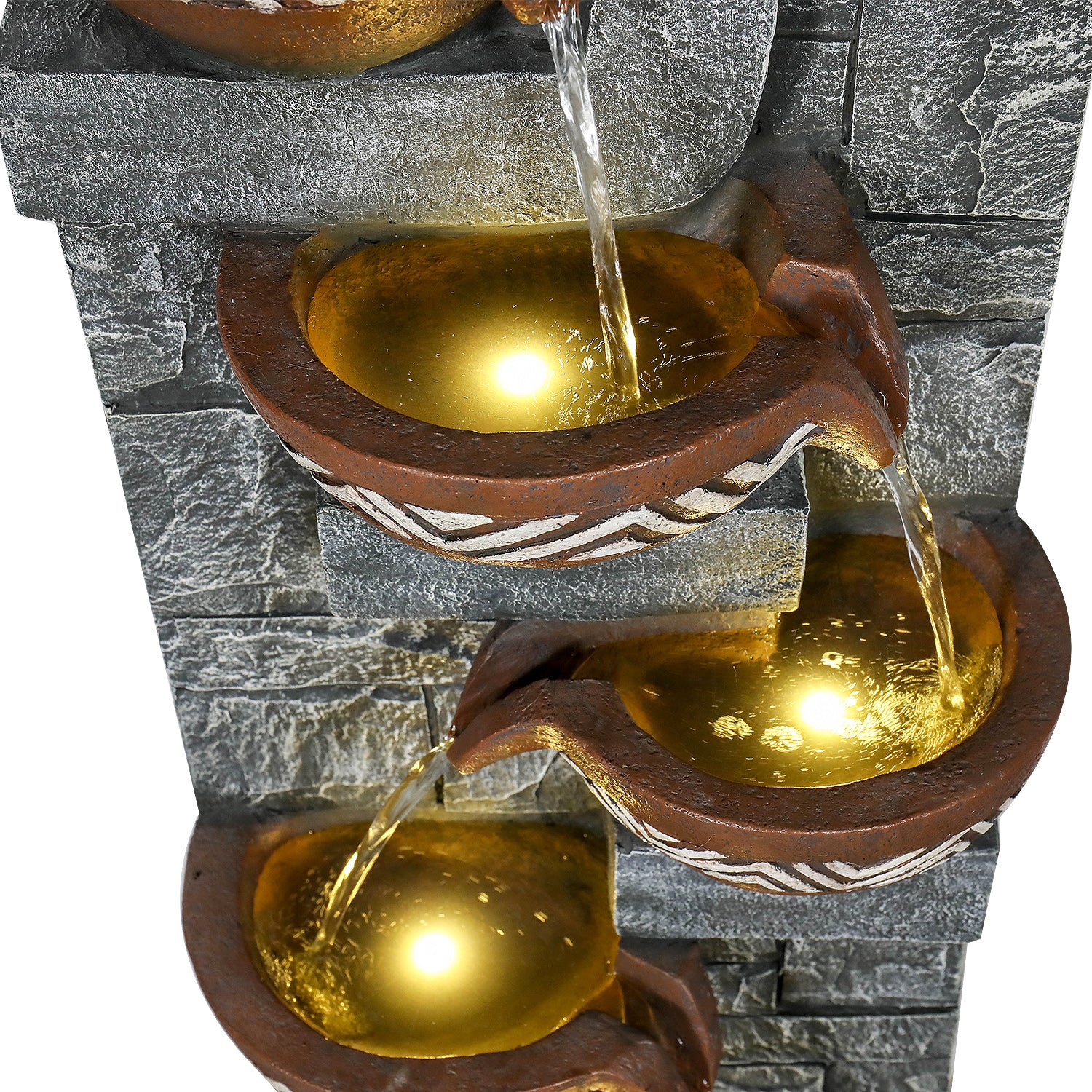 Resin Bohemian 6 Tier Tall Outdoor Water Fountain full view
