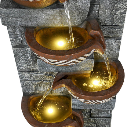 Resin Bohemian 6 Tier Tall Outdoor Water Fountain full view