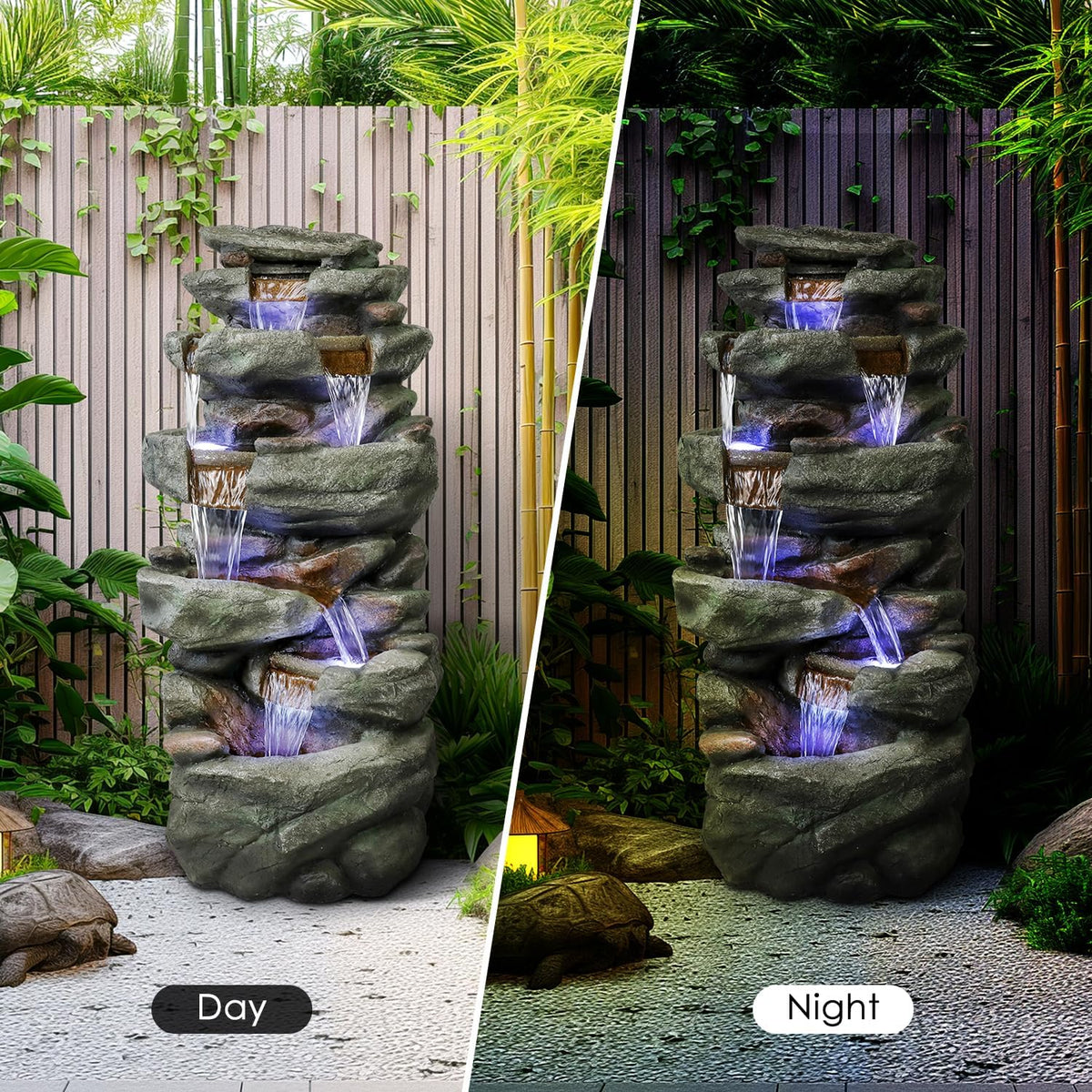 Resin Overhanging Ledge Rock Waterfall Fountain Outdoor product view
