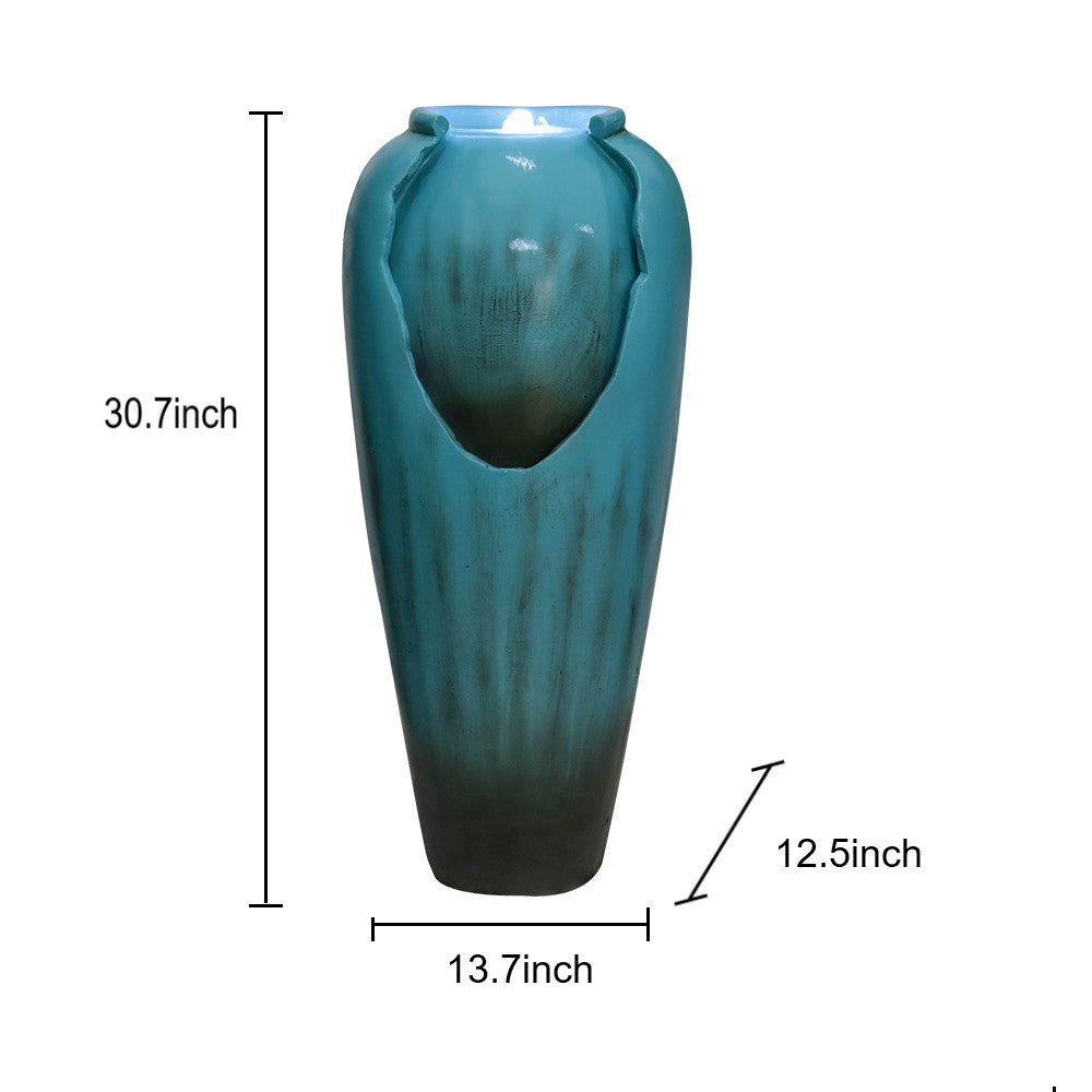Glazed Cutout Urn size diagram showing 13.7 inches wide, 12.5 inches deep and 30.7 inches high