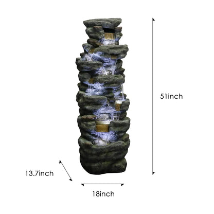 Resin River Rock Outdoor Fountain Pillar 51 Inch 52 lb dimensions and size