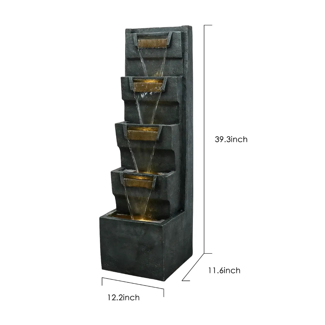 Resin Geometric Tall Outdoor Wall Fountain 79 Inch material texture detail