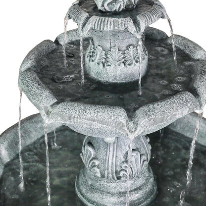 Concrete Pedestal Fountain Ornate 3 Tier Outdoor full view