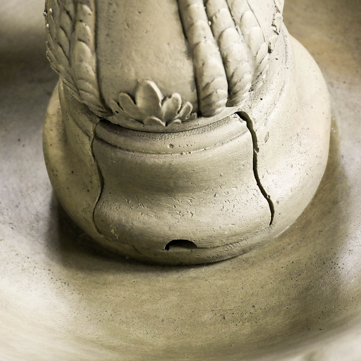 Concrete Water Fountain Pedestal Scalloped 3 Tier in garden setting
