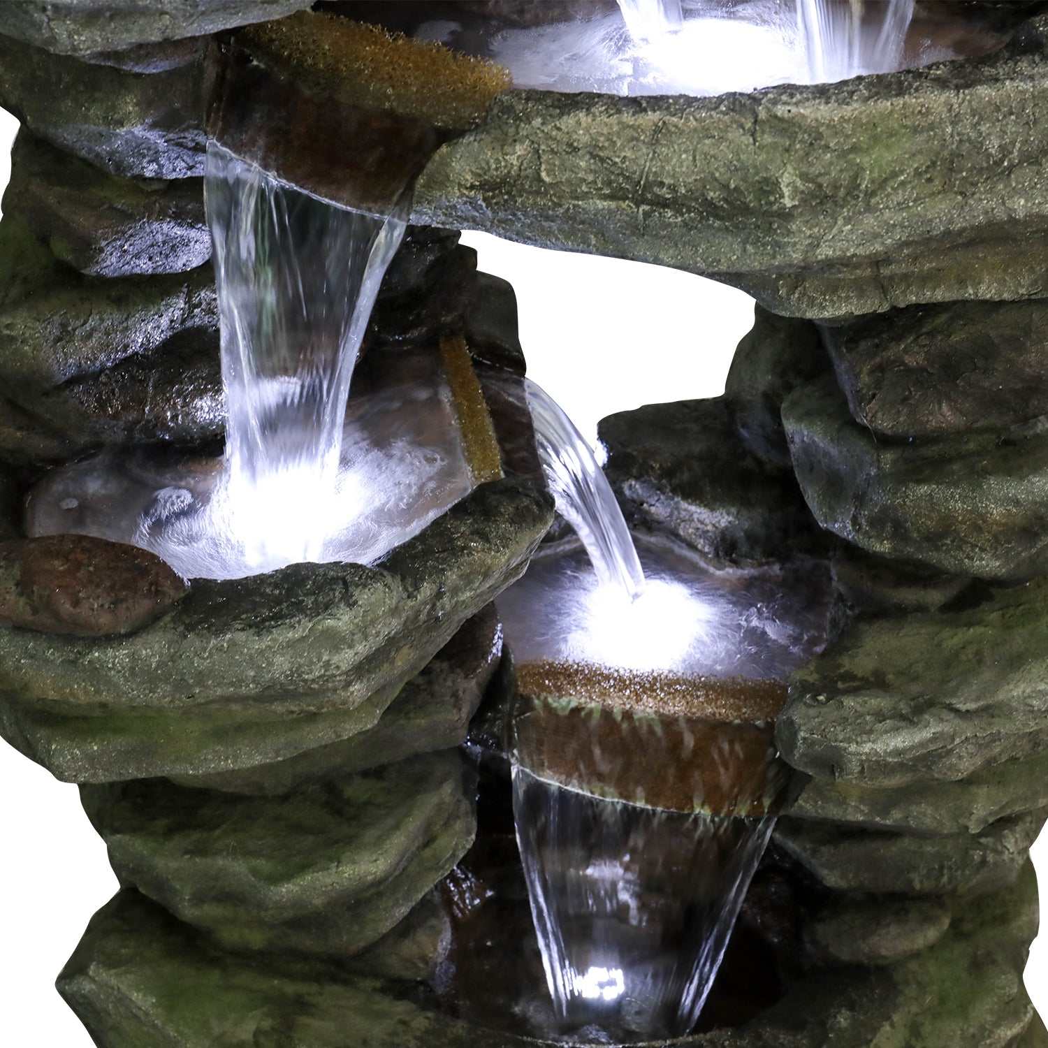 Resin Rock Waterfall Fountain Large 60 Inch 7 Tier dimensions and size