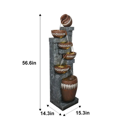 Resin Bohemian 6 Tier Tall Outdoor Water Fountain