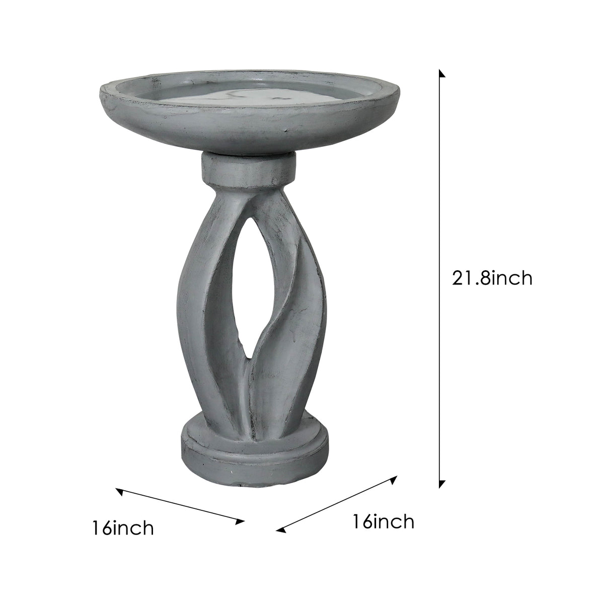Concrete Bird Bath Contemporary Twin Cutout 21.8 Inch product view