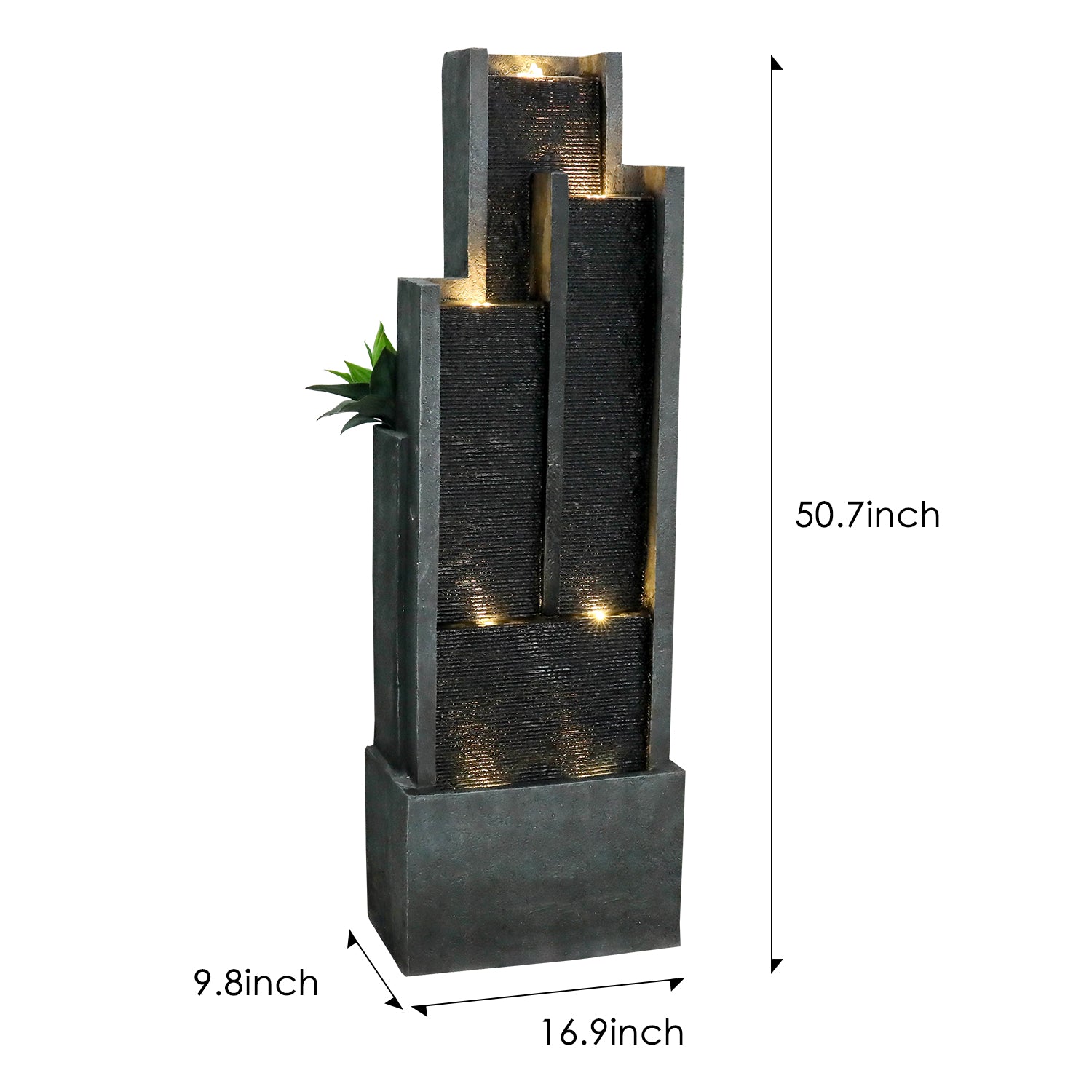 Resin Ribbed Slate Outdoor Water Fountain Quiet 50 in dimensions and size