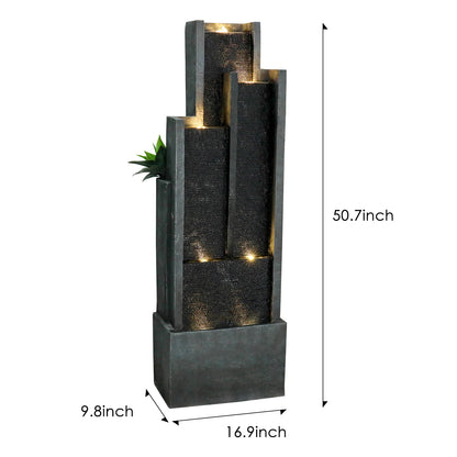 Resin Ribbed Slate Outdoor Water Fountain Quiet 50 in dimensions and size