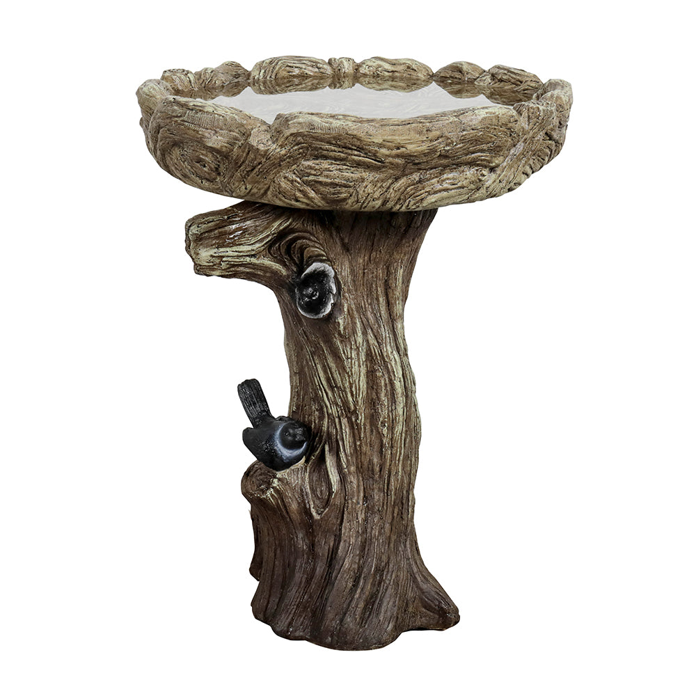 Front view of the 23" pedestal concrete bird bath on white