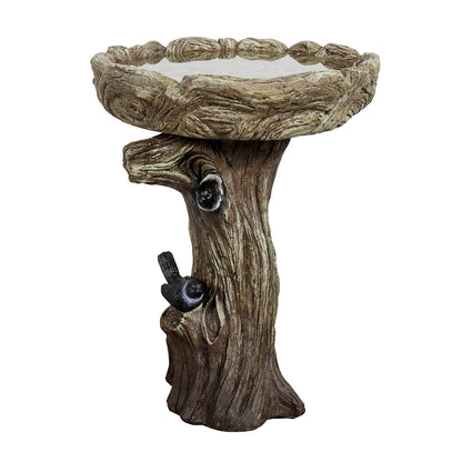 Front view of the 23.8" pedestal concrete bird bath on white
