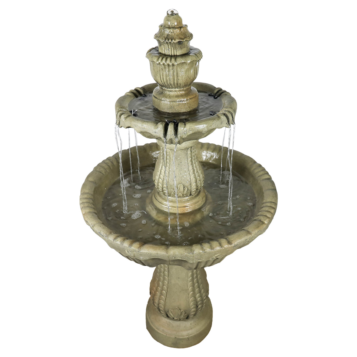 Concrete Water Fountain Pedestal Scalloped 3 Tier product view