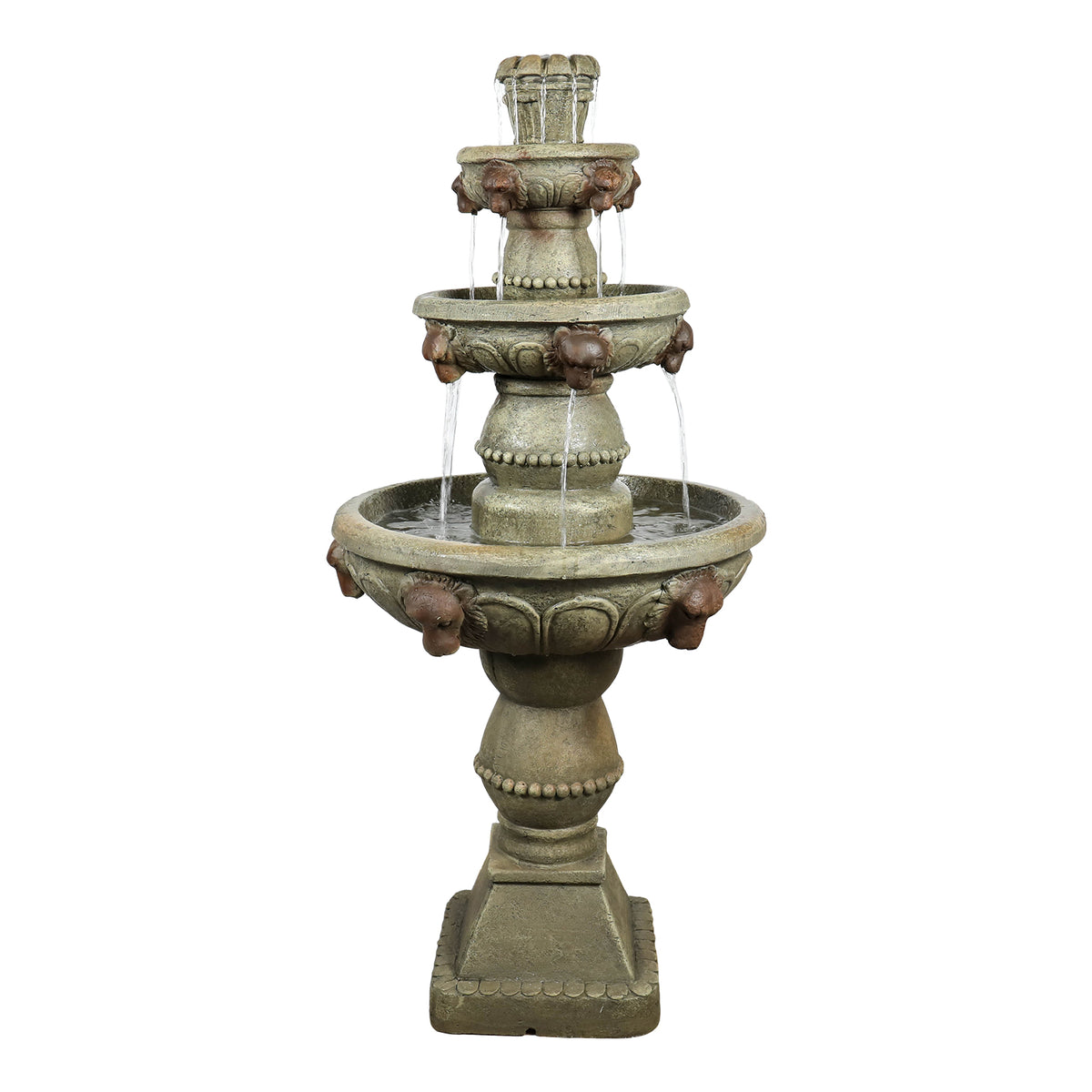 Concrete Lion Head Fountain 3 Tier Outdoor material texture detail