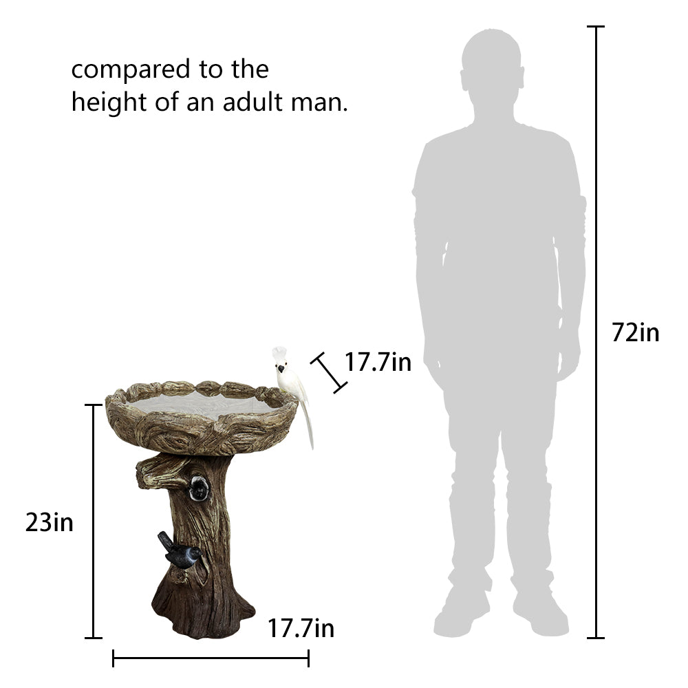 Height comparison of the 23" tall concrete bird bath