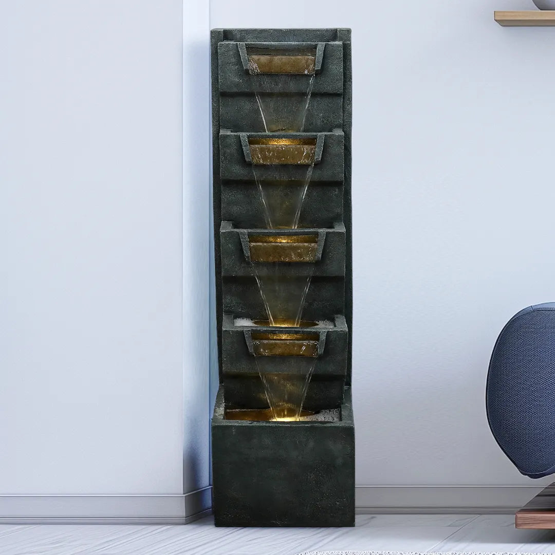 Resin Geometric Tall Outdoor Wall Fountain 79 Inch dimensions and size