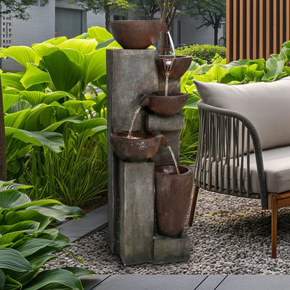 Resin Diagonal Cascading Floor Fountain Outdoor 40 in material texture detail