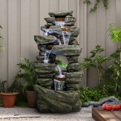 Resin Rock Waterfall Fountain Large 60 Inch 7 Tier dimensions and size