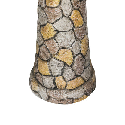 Sturdy reinforced concrete pedestal base of the 24"H mosaic birdbath